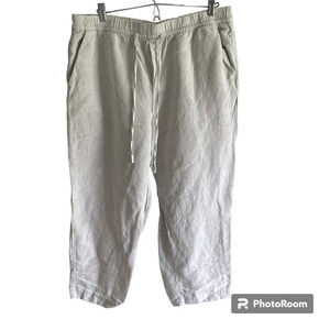 H&M Linen Blend Lightweight Boho Coastal Cropped Pant Size L